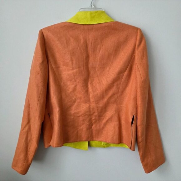 VALENTINO | Linen Blazer Silk Lining Orange Green Sz 10 - Picture 2 of 9